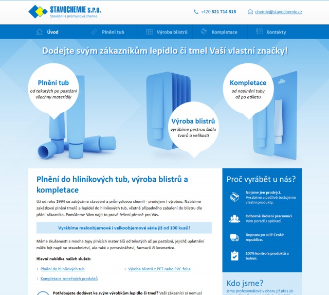Plnění tub od Stavochemie s.r.o.
